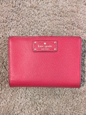 Kate Spade Red Pebbled Leather Bifold Wallet